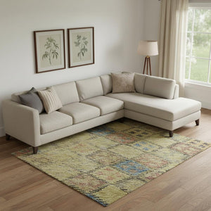 HomeRoots 9' X 12' Geometric Area Rug in Gold, Blue & Copper – Washable, UV Protected, Stain Resistant & Stylish 683817