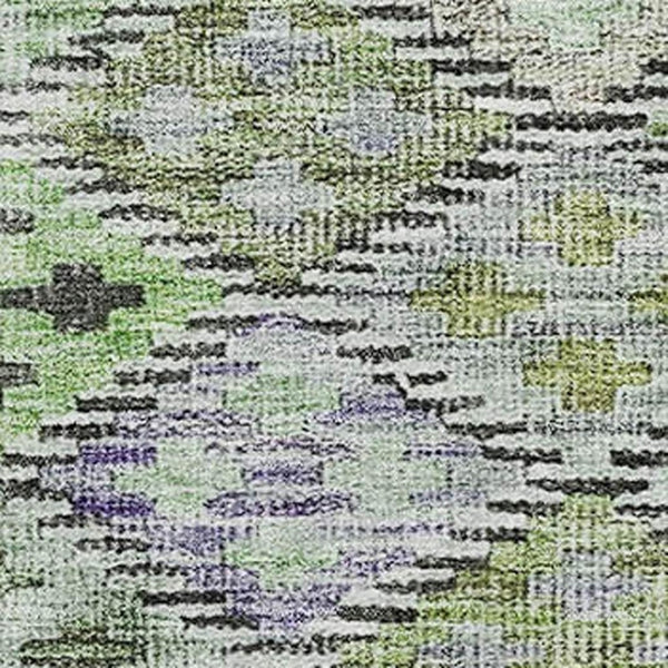 HomeRoots 8' Bold Green, Purple & Gray Geometric Round Rug - Washable, UV Protected, Durable for High-Traffic Areas 683821