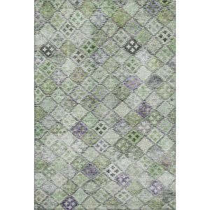 HomeRoots 9' X 12' Geometric Washable Area Rug in Green, Purple & Gray - UV Protected, Stain Resistant Design! 683823
