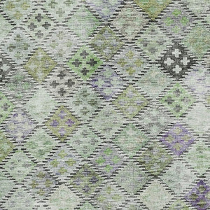 HomeRoots 10' Geometric Washable Area Rug in Green, Purple & Gray - UV-Protected, Durable & Stylish for Homes 683824