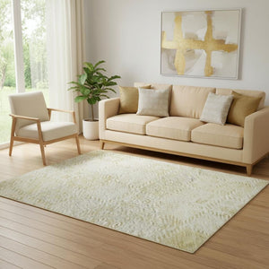 HomeRoots 5' X 8' Stylish Linen and Beige Geometric Area Rug - Washable, UV Protected, Stain Resistant Design 683826
