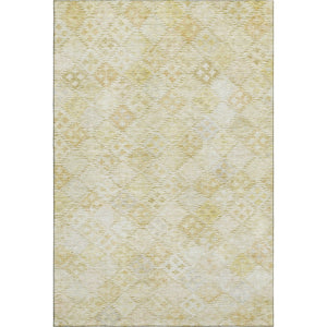HomeRoots 5' X 8' Stylish Linen and Beige Geometric Area Rug - Washable, UV Protected, Stain Resistant Design 683826