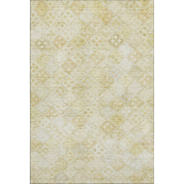HomeRoots 5' X 8' Stylish Linen and Beige Geometric Area Rug - Washable, UV Protected, Stain Resistant Design 683826
