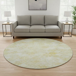HomeRoots 8' Linen Geometric Round Rug with UV Protection - Stylish, Washable, Durable & Kid-Friendly Design! 683827