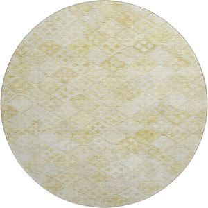 HomeRoots 8' Linen Geometric Round Rug with UV Protection - Stylish, Washable, Durable & Kid-Friendly Design! 683827