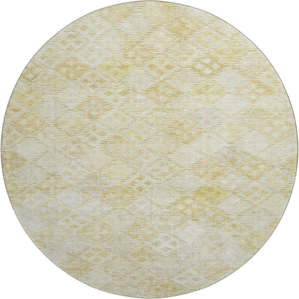 HomeRoots 8' Linen Geometric Round Rug with UV Protection - Stylish, Washable, Durable & Kid-Friendly Design! 683827