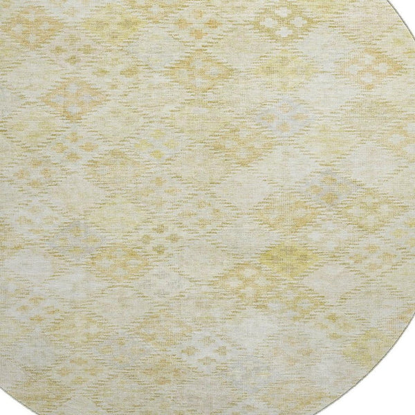HomeRoots 8' Linen Geometric Round Rug with UV Protection - Stylish, Washable, Durable & Kid-Friendly Design! 683827