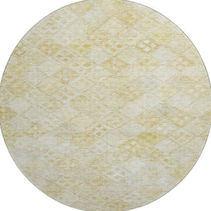 HomeRoots 8' Linen Geometric Round Rug with UV Protection - Stylish, Washable, Durable & Kid-Friendly Design! 683827