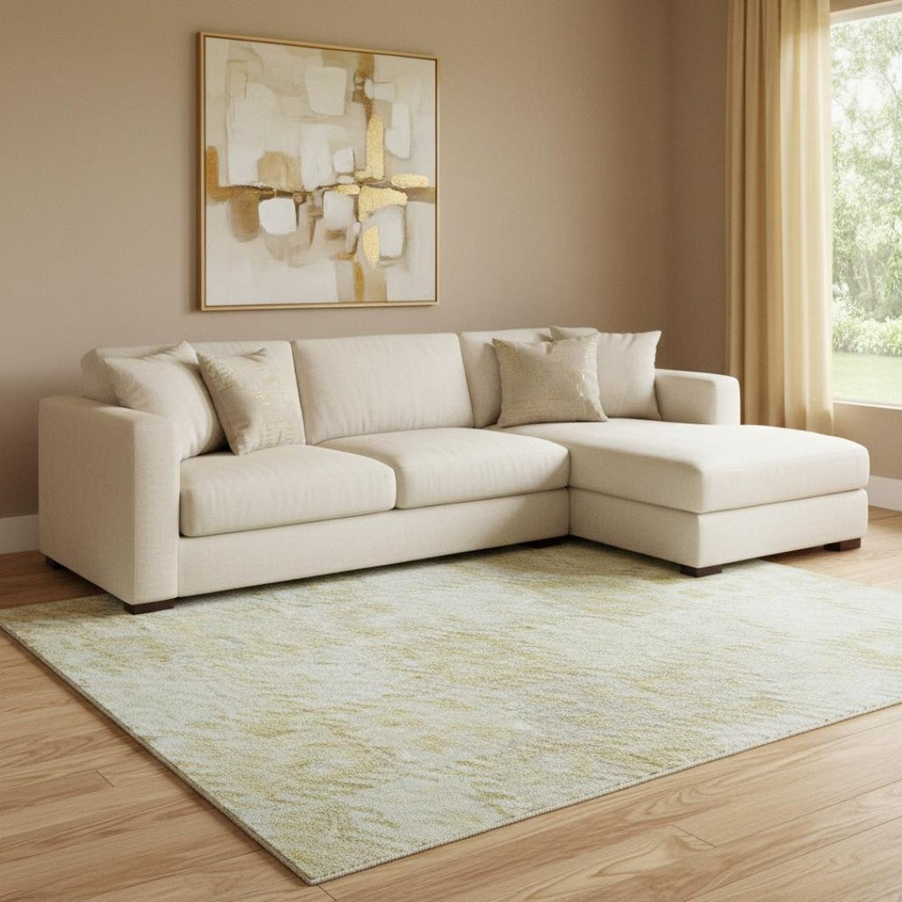 HomeRoots 8' X 10' Linen Beige Geometric Area Rug - Washable, Durable, UV Protected for High-Traffic Spaces 683828