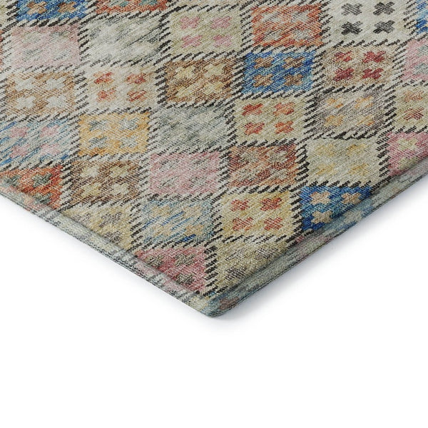 HomeRoots 5' X 8' Vibrant Rust Teal Brown Geometric Area Rug - Washable, UV Protected, Durable for Homes 683832