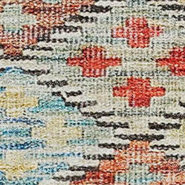 HomeRoots 8' Washable Round Rug in Rust, Teal & Brown – Durable Geometric Design with UV & Stain Protection 683833