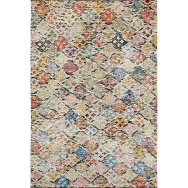 HomeRoots 8' X 10' Geometric Rust Teal Brown Area Rug - Washable, UV-Protected, Durable for Busy Homes 683834