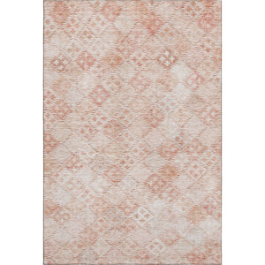 HomeRoots 9' X 12' Pink And Ivory Geometric Area Rug - Washable, UV Protected, Stain-Resistant, Durable Design 683841