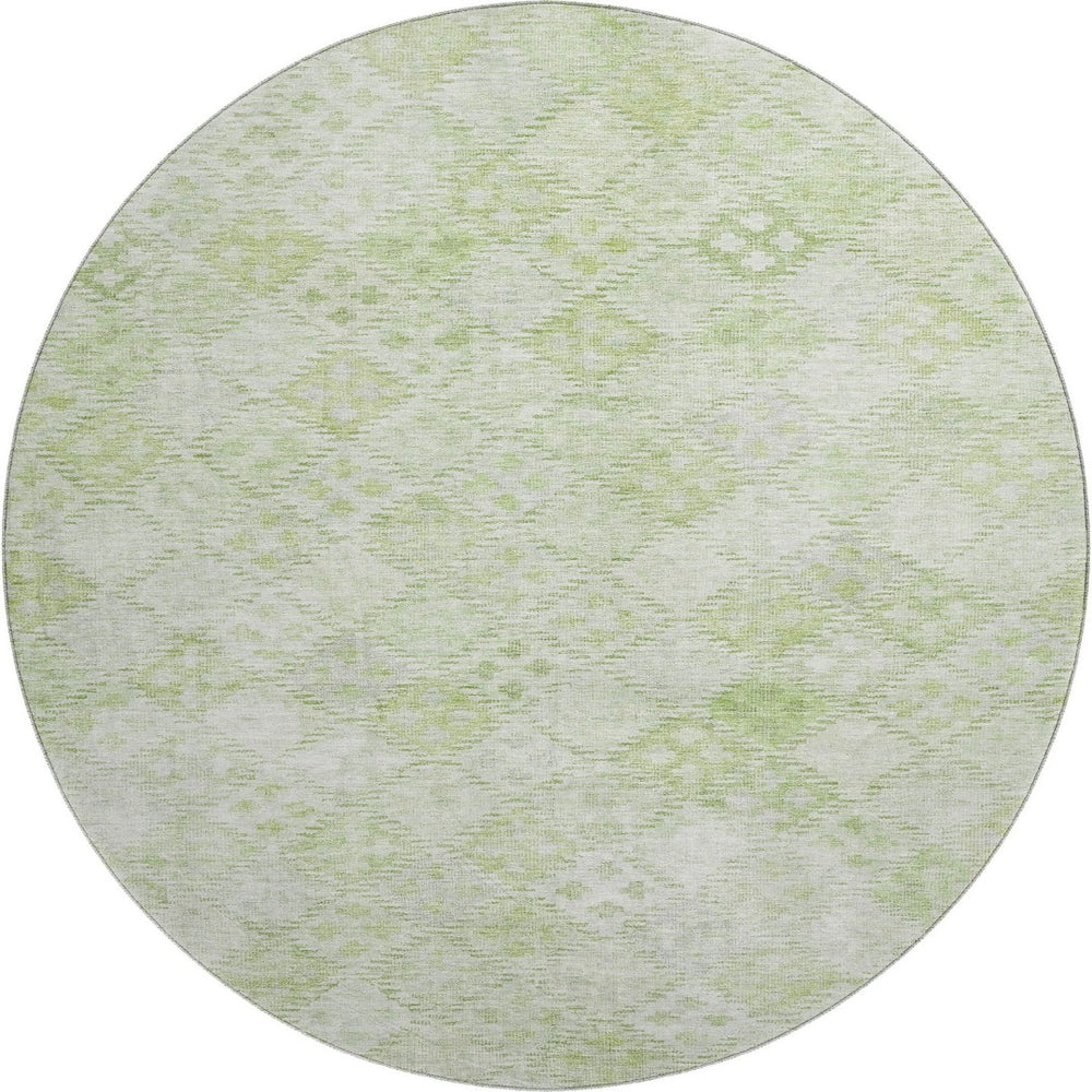 HomeRoots 8' Sage and Ivory Geometric Round Rug – Washable, UV-Protected, Stain-Resistant for Modern Homes! 683845