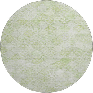 HomeRoots 8' Sage and Ivory Geometric Round Rug – Washable, UV-Protected, Stain-Resistant for Modern Homes! 683845