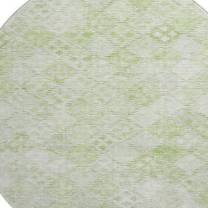 HomeRoots 8' Sage and Ivory Geometric Round Rug – Washable, UV-Protected, Stain-Resistant for Modern Homes! 683845