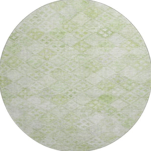 HomeRoots 8' Sage and Ivory Geometric Round Rug – Washable, UV-Protected, Stain-Resistant for Modern Homes! 683845