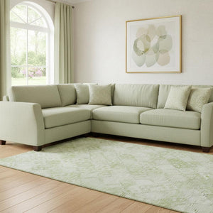 HomeRoots 8' X 10' Sage and Ivory Geometric Area Rug - Washable, Stain-Resistant, UV-Protected for Busy Homes 683846