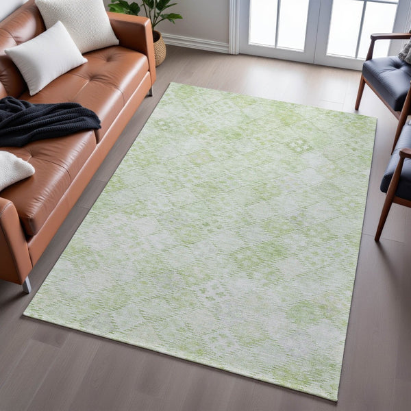 HomeRoots 9' X 12' Sage and Ivory Geometric Washable Area Rug – Durable, UV-Protected, Modern Design for Homes 683847