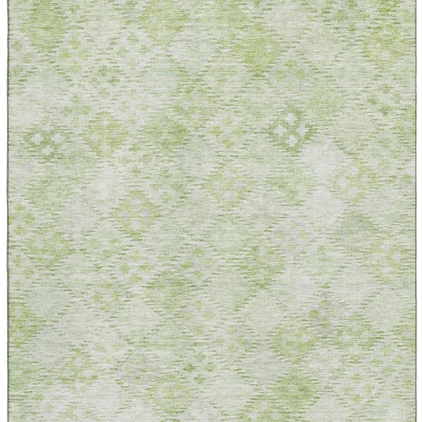 HomeRoots 9' X 12' Sage and Ivory Geometric Washable Area Rug – Durable, UV-Protected, Modern Design for Homes 683847