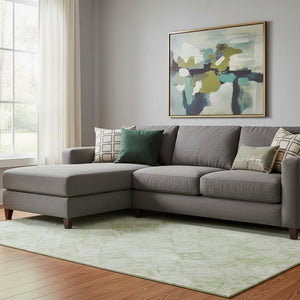 HomeRoots 10' X 14' Sage and Ivory Geometric Area Rug - Washable, UV-Protected, Durable for High-Traffic Spaces 683848