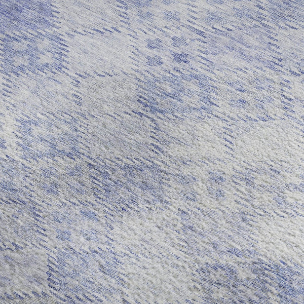HomeRoots 5' X 8' Stylish Sky Blue & Ivory Geometric Area Rug - Washable, UV-Protected, Stain-Resistant Design! 683850