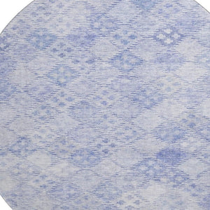 HomeRoots 8' Sky Blue and Ivory Geometric Round Rug - Washable, UV Protected, Stylish for Indoor & Outdoor Use 683851