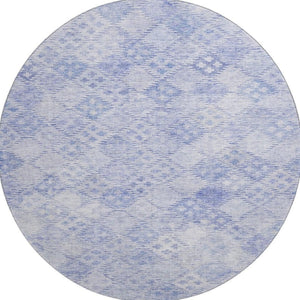 HomeRoots 8' Sky Blue and Ivory Geometric Round Rug - Washable, UV Protected, Stylish for Indoor & Outdoor Use 683851