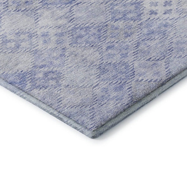 HomeRoots 8' X 10' Sky Blue & Ivory Geometric Washable Area Rug - Durable, Stain Resistant, UV Protected Design! 683852