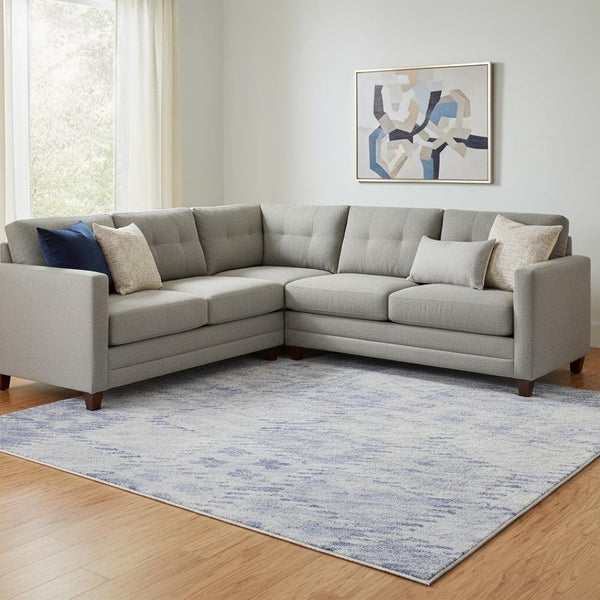 HomeRoots 10' X 14' Sky Blue & Ivory Geometric Washable Area Rug – UV Protected, Durable, Stylish for Your Home 683854
