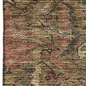 HomeRoots 8' X 10' Stylish Brown and Gray Damask Washable Area Rug with UV Protection for Durability & Elegance 683864