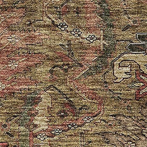 HomeRoots 9' X 12' Stylish Brown and Gray Damask Area Rug – Washable, UV Protected, Durable for High-Traffic Homes 683865