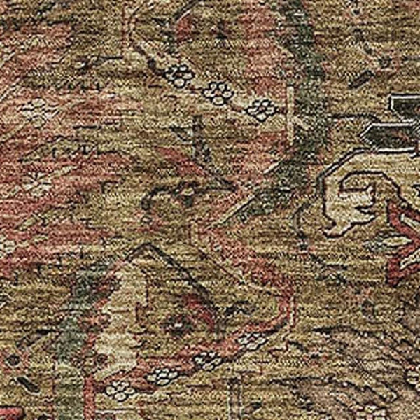 HomeRoots 9' X 12' Stylish Brown and Gray Damask Area Rug – Washable, UV Protected, Durable for High-Traffic Homes 683865