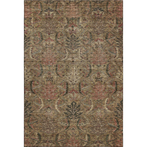HomeRoots 10' X 14' Brown And Gray Damask Area Rug – Stylish, Washable, UV-Protected for High-Traffic Spaces 683866