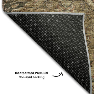 HomeRoots 10' X 14' Brown And Gray Damask Area Rug – Stylish, Washable, UV-Protected for High-Traffic Spaces 683866
