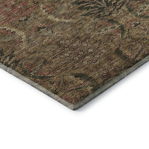 HomeRoots 10' X 14' Brown And Gray Damask Area Rug – Stylish, Washable, UV-Protected for High-Traffic Spaces 683866