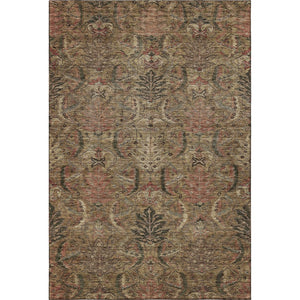 HomeRoots 10' X 14' Brown And Gray Damask Area Rug – Stylish, Washable, UV-Protected for High-Traffic Spaces 683866