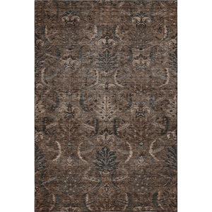 HomeRoots 8' X 10' Stylish Chocolate Gray Damask Area Rug - Washable, UV-Protected, Stain Resistant Design! 683870