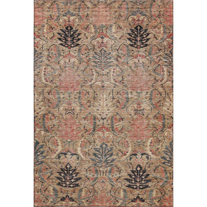HomeRoots 5' X 8' Transitional Damask Area Rug in Khaki Gray & Salmon – Stain Resistant & UV Protected Elegance 683874