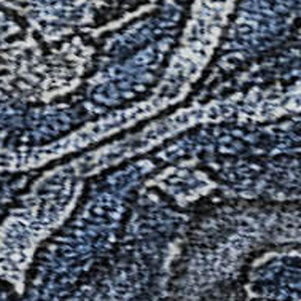 HomeRoots 5' X 8' Elegant Navy Blue & Charcoal Damask Washable Area Rug with UV Protection for Active Homes 683880