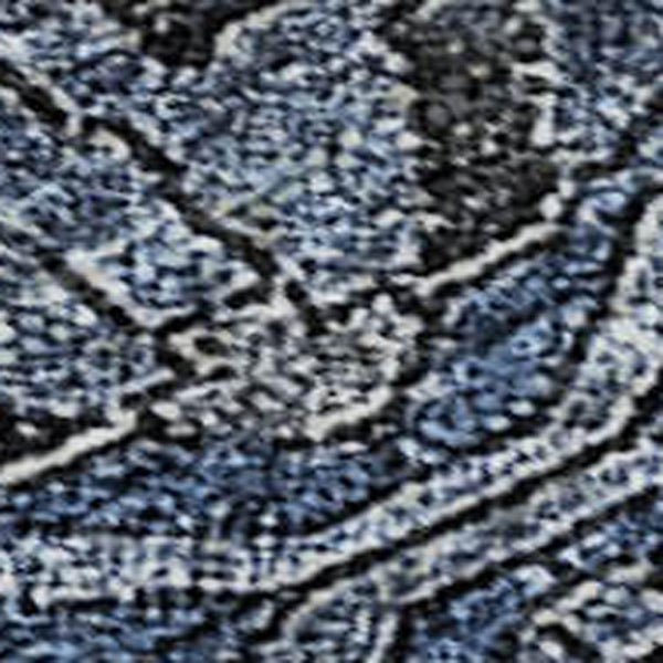 HomeRoots 8' X 10' Navy Blue Charcoal Damask Area Rug - Stylish, Washable, UV Protected for Family Spaces! 683882