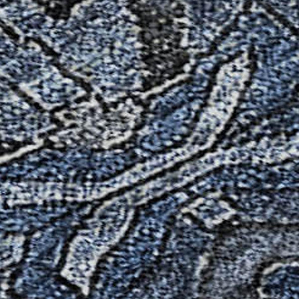 HomeRoots 10' X 14' Navy Blue & Charcoal Damask Area Rug - Durable, Washable, UV Protected for Elegant Spaces 683884