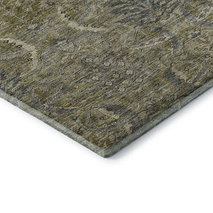 HomeRoots 5' X 8' Elegant Taupe Gold Beige Damask Area Rug – Washable, Stain Resistant & UV Protected! 683892