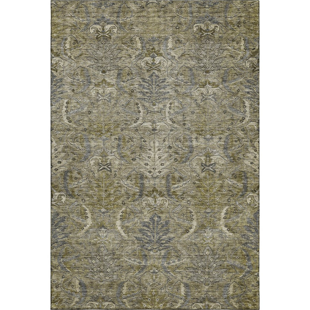 HomeRoots 8' X 10' Elegant Taupe Gold Beige Damask Area Rug - Washable, UV Protected, Family-Friendly Style! 683894