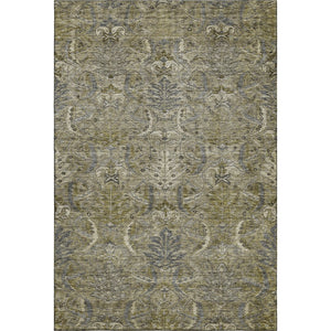 HomeRoots 8' X 10' Elegant Taupe Gold Beige Damask Area Rug - Washable, UV Protected, Family-Friendly Style! 683894