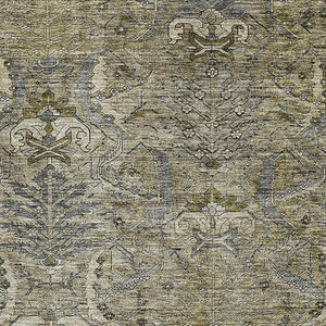 HomeRoots 8' X 10' Elegant Taupe Gold Beige Damask Area Rug - Washable, UV Protected, Family-Friendly Style! 683894
