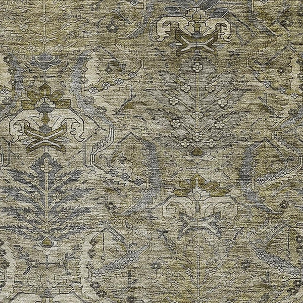 HomeRoots 8' X 10' Elegant Taupe Gold Beige Damask Area Rug - Washable, UV Protected, Family-Friendly Style! 683894
