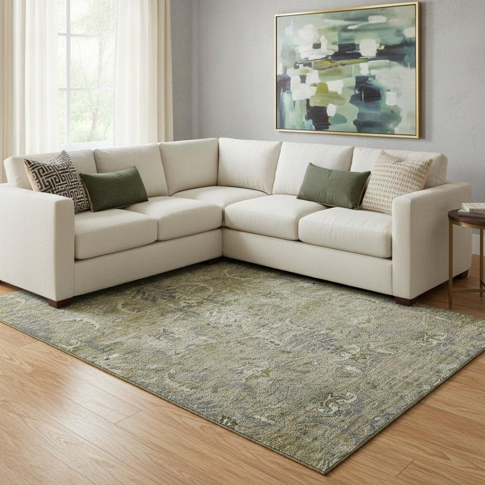 HomeRoots 10' X 14' Elegant Taupe Gold Beige Damask Area Rug - Washable, Stain-Resistant, UV Protected Design 683896