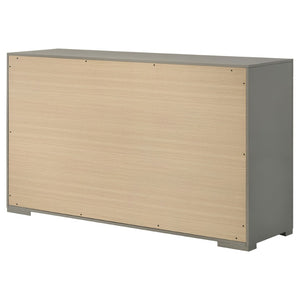English Elm Pierce Six Drawer Diamond Embossed Dresser with Sleek High Sheen Finish for Modern Bedrooms Grey B062P447670