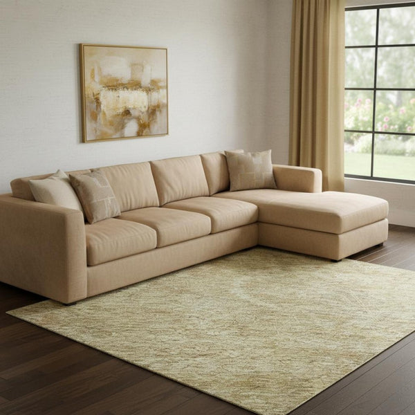 HomeRoots 8' X 10' Wheat And Beige Damask Area Rug - Stylish, Washable, UV Protected Design for Busy Homes 683900